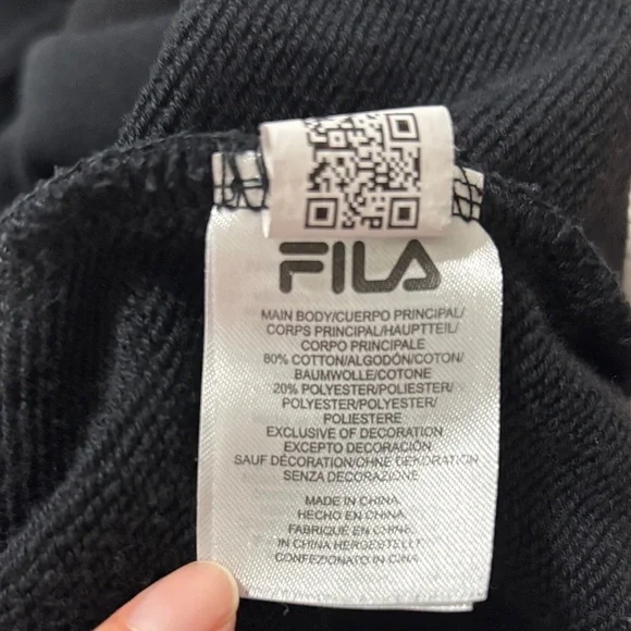 Fila Black Crewneck with Colorful Logo/ French Terry  sweatshirt size L - Picture 8 of 9